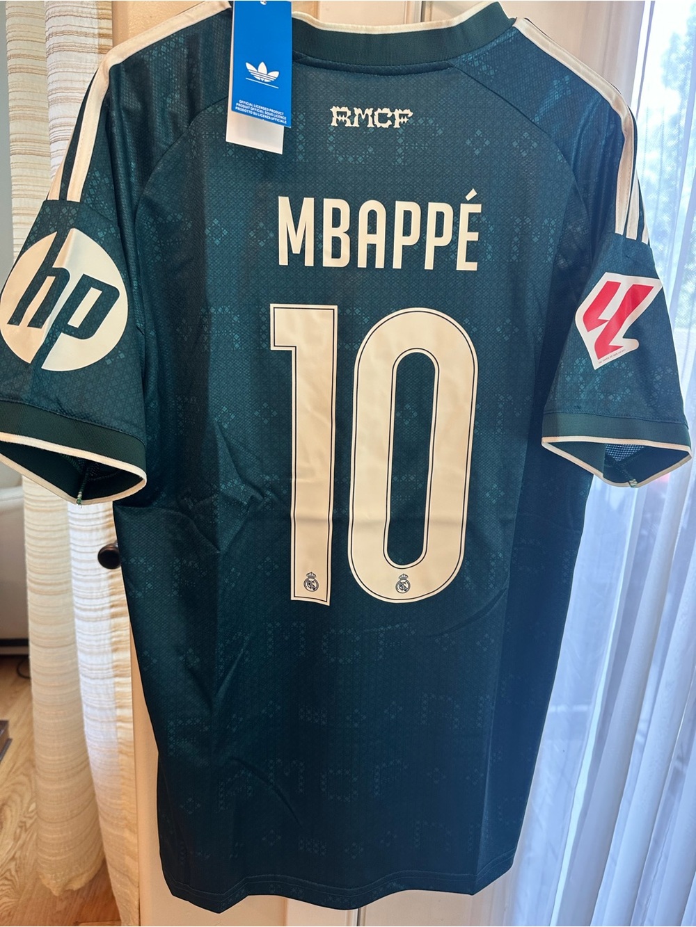 adidas Mbappé #10 Dark Teal and Cream Real Madrid Jersey